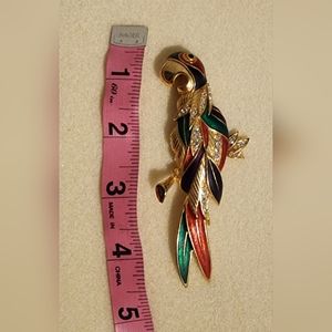Large colorful bird brooch